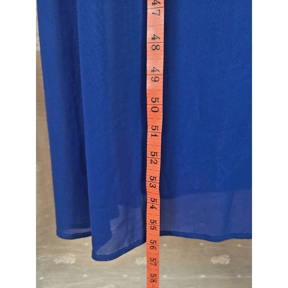 Royal Blue Maxi Dress XXL Faux Wrap Cold shoulder Belt  Halter Lined Flowy NWT